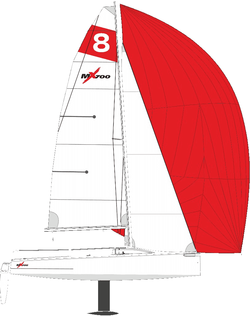 Схема яхты X-SAILING класса MX700 с зонами брендирования